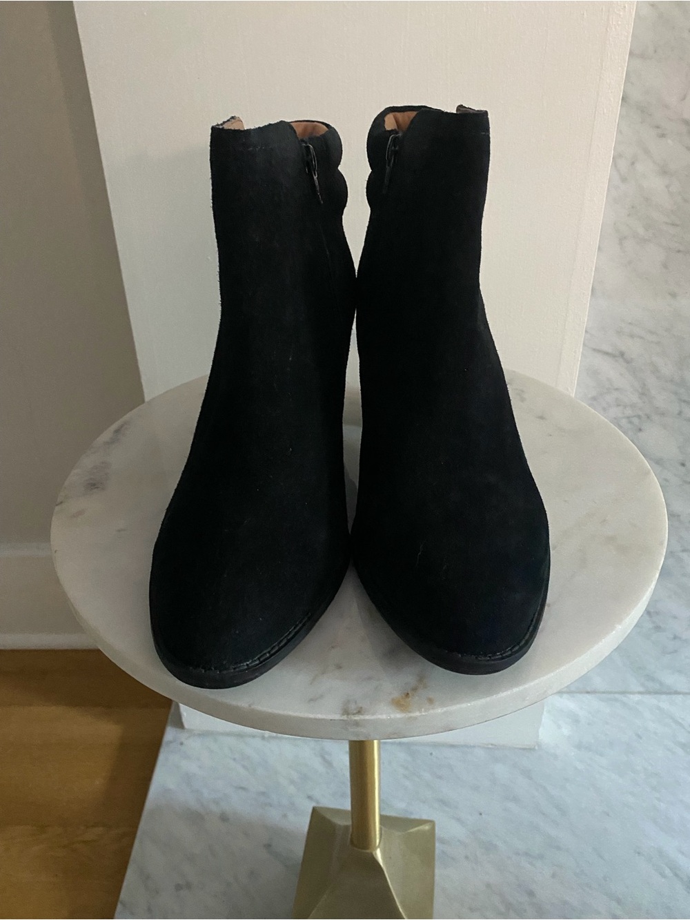 Vionic Black Suede Ankle Booties with Side Zip
